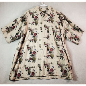 Bruno B Shirt Mens XL Multi Hawaiian 100% Silk Long Sleeve Collared Button‎ Down